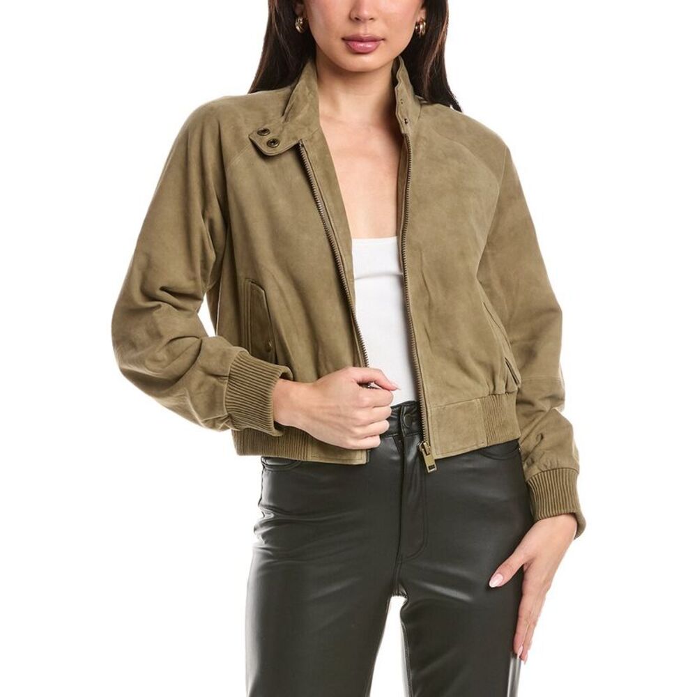 Walter Baker Womens Bowie Suede Jacket, Green - Picture 1 of 5